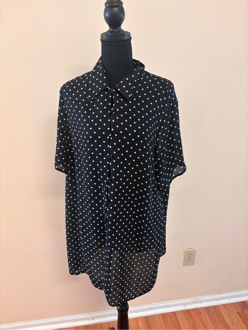 Polka dot button down blouse